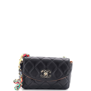 Chanel RIbbon Chain Flap Bag Quilted Lambskin Mini
