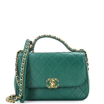 Chanel Chain Infinity Top Handle Bag Quilted Lambskin Small