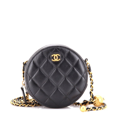 Chanel Pearl Crush Round Clutch with Chain Quilted Lambskin