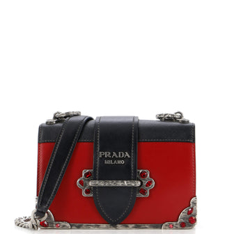 Prada Cahier Chain Crossbody Bag City Calf and Saffiano Small
