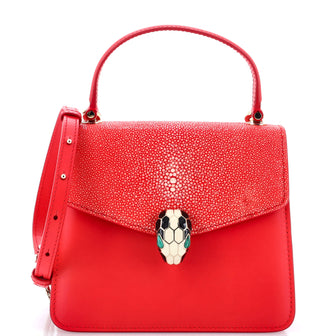Bvlgari Serpenti Forever Top Handle Bag Leather and Stingray Small