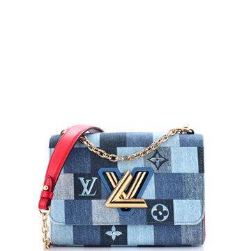 Louis Vuitton Twist Handbag Damier and Monogram Patchwork Denim MM