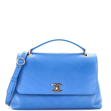 Chanel Chevron Chic Top Handle Bag Chevron Calfskin Medium