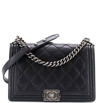 Chanel Boy Flap Bag Quilted Calfskin Old Medium