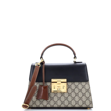 Gucci Padlock Top Handle Bag GG Coated Canvas and Leather Small