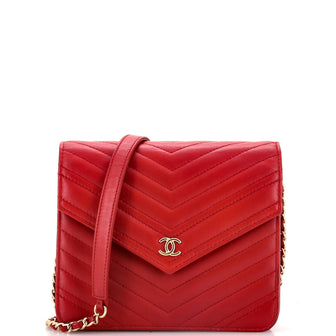 Chanel Square Wallet on Chain Chevron Calfskin