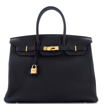 Hermes Birkin Handbag Black Togo with Rose Gold Hardware 35