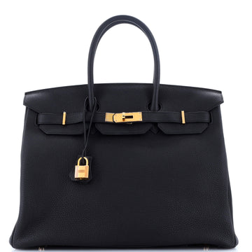 Hermes Birkin Handbag Black Togo with Rose Gold Hardware 35