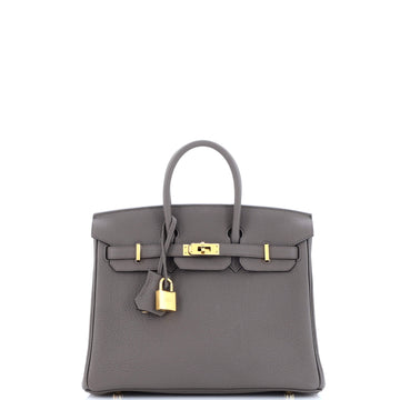 Hermes Birkin Handbag Grey Togo with Gold Hardware 25