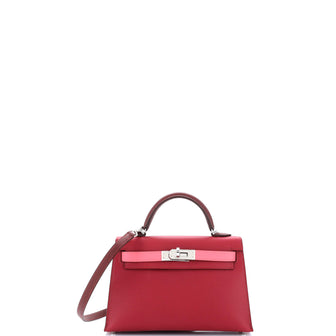 Hermes Kelly Mini II Bag Tricolor Epsom with Palladium Hardware 20