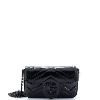 Gucci GG Marmont Flap Bag Matelasse Patent Super Mini