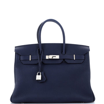 Hermes Birkin Handbag Blue Togo with Palladium Hardware 30