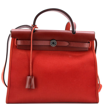 Hermes Herbag Zip Leather and Toile 31