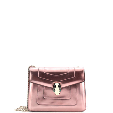Bvlgari Serpenti Forever Square Shoulder Bag Metallic Leather Small