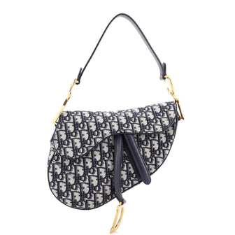 Christian Dior Saddle Handbag with Strap Oblique Canvas Medium