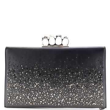 Alexander McQueen Knuckle Flat Zip Clutch Embellished Leather
