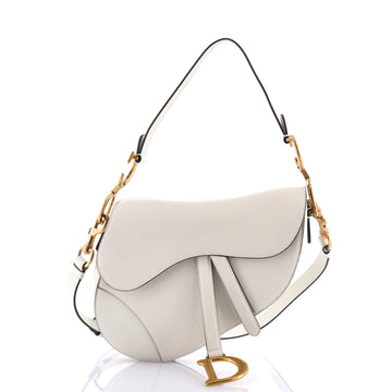Christian Dior Saddle Handbag with Strap Leather Medium