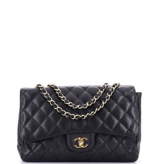 Chanel Classic Single Flap Bag Quilted Caviar Jumbo