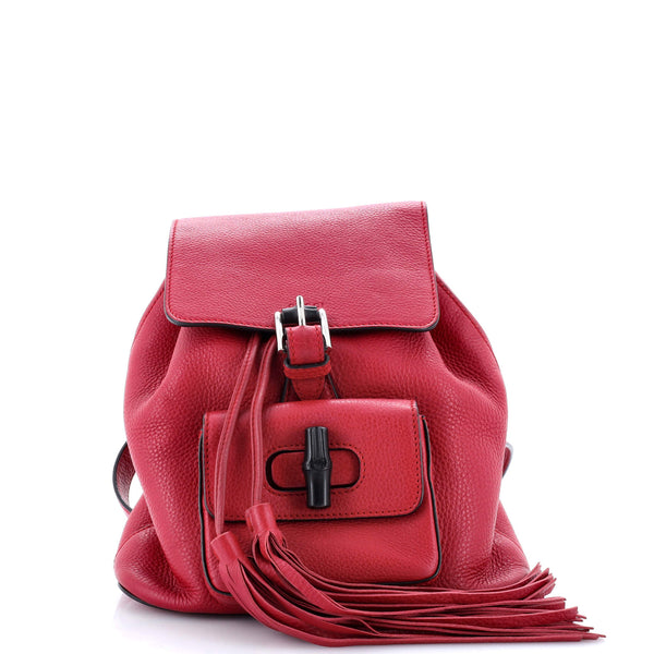 gucci mini bamboo backpack Gucci Bamboo Tassel Backpack Leather Mini Pink 3177791
