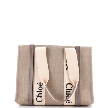 Chloe Woody Tote Canvas with Leather Medium