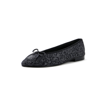 Chanel Women's CC Cap Toe Bow Ballerina Flats Printed Denim