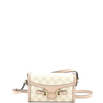 Gucci Horsebit 1955 Flap Crossbody Bag GG Coated Canvas Mini
