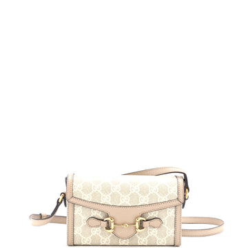Gucci Horsebit 1955 Flap Crossbody Bag GG Coated Canvas Mini