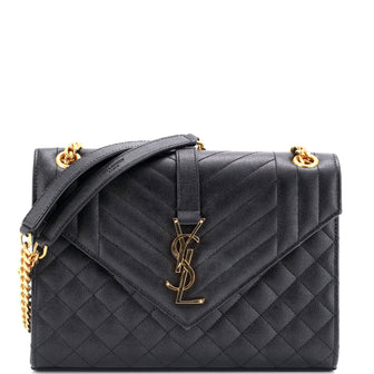 Saint Laurent Classic Monogram Envelope Satchel Mixed Matelasse Leather Medium