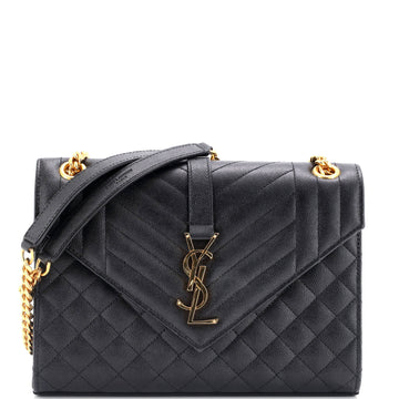 Saint Laurent Classic Monogram Envelope Satchel Mixed Matelasse Leather Medium