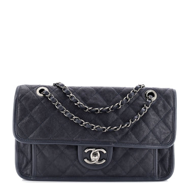 Chanel French Riviera Flap Bag Quilted Caviar Medium