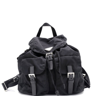 Prada Double Front Pocket Backpack Re-Nylon with Leather Medium