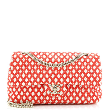Chanel Bijoux Chain Double Flap Bag Quilted Tweed Medium