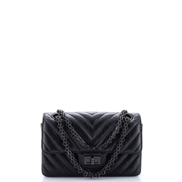 Chanel So Black Reissue 2.55 Flap Bag Chevron Aged Calfskin Mini