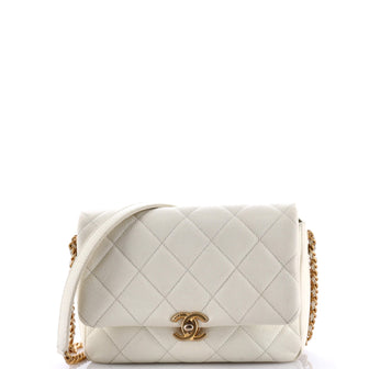 Chanel Chain Melody Flap Bag Quilted Caviar Small