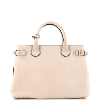 Burberry Banner Tote Leather and House Check Canvas Medium