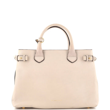 Burberry Banner Tote Leather and House Check Canvas Medium