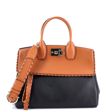Salvatore Ferragamo Studio Satchel Leather with Braided Detail Medium