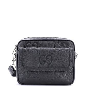 Gucci Front Pocket Crossbody Messenger Jumbo GG Embossed Leather Small