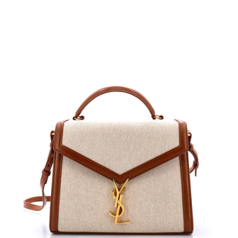 Saint Laurent Cassandra Top Handle Bag Canvas with Leather Medium