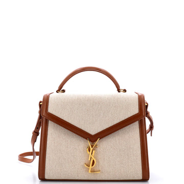 Saint Laurent Cassandra Top Handle Bag Canvas with Leather Medium