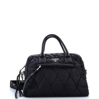 Prada Bomber Convertible Tote Quilted Tessuto Small