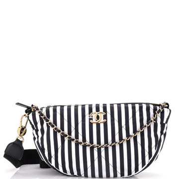 Chanel CC Convertible Chain Zip Hobo Quilted Printed Nylon Large