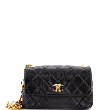 Chanel Resin Pearl Chain Flap Bag Quilted Lambskin Small