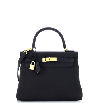 Hermes Kelly Handbag Black Togo with Gold Hardware 28