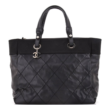 Chanel Biarritz Tote Quilted Coated Canvas Large