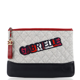 Chanel Gabrielle O Case Clutch Quilted Felt and Calfskin Medium
