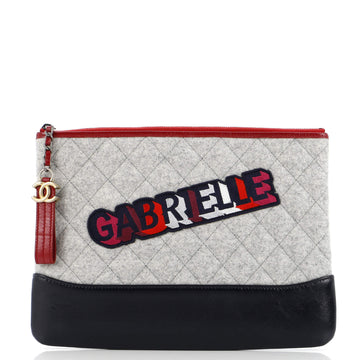 Chanel Gabrielle O Case Clutch Quilted Felt and Calfskin Medium