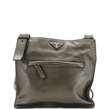 Prada Front Pocket Zip Messenger Bag Soft Calfskin Medium