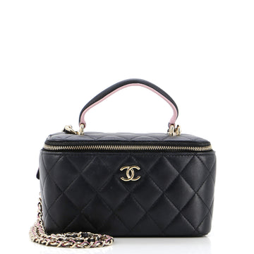Chanel Classic Top Handle Vanity Case with Chain Quilted Lambskin Small