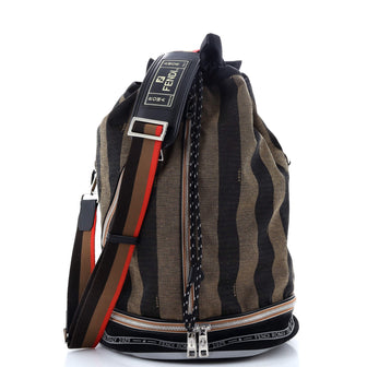 Fendi Mon Tresor Holdall Bucket Bag Pequin Canvas Large